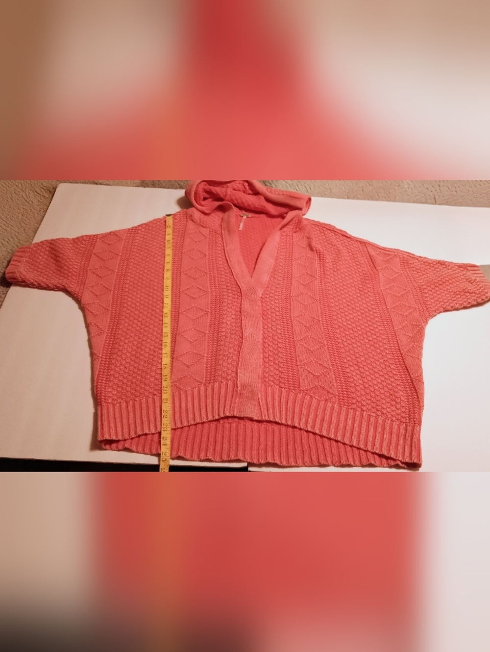 Free Pepole Women's Coral Hooded V-Neck Knit Sweater